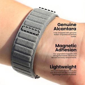 Correas magnéticas de cuero personalizadas de lujo para reloj Alcantara bandas magnéticas fuertes para Apple Watch Series 10 9 8 7 6 5 4 3 - Product Image 3
