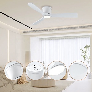 当代智能吊扇白色优雅现代发光二极管吸顶灯，带风扇和蓝牙 - Product Image 3