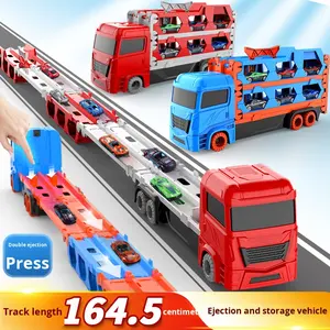 लोकप्रिय 2-इन-1 मल्टीफंक्शनल मिश्र धातु भंडारण ट्रक ट्रॉली कैटापुल्ट डिफोर्डेबल फोल्डिंग रेल कार खिलौना - Product Image 5