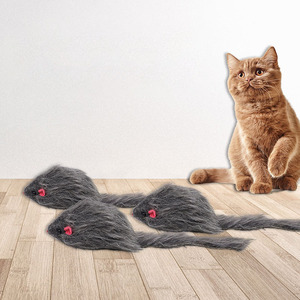 毛绒鼠猫玩具白色和灰色含沙互动玩具 - Product Image 2