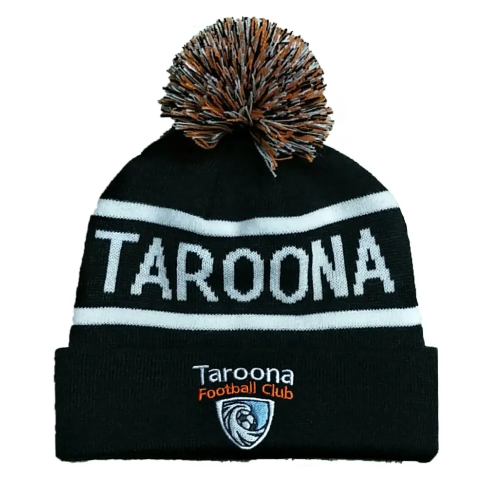 Gorra de fútbol con puños, gorro de punto de invierno, gorro de equipo deportivo con bola superior