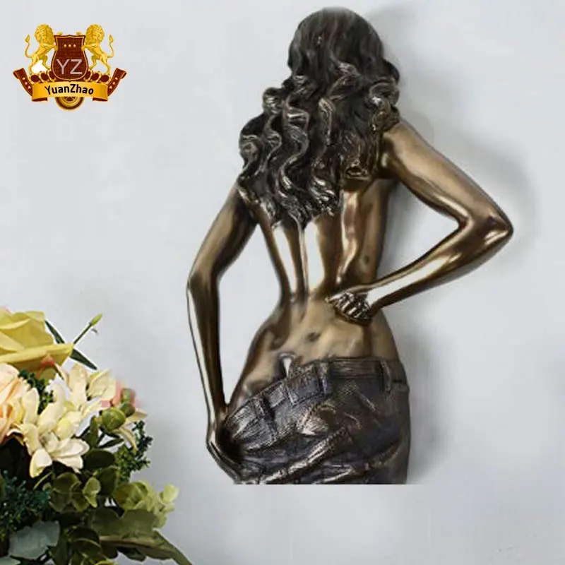 Estilo moderno de bronce mujer desnuda estatua colgado en la pared