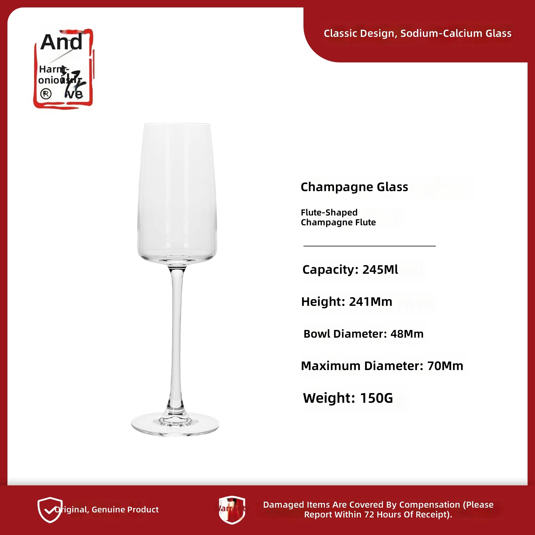 245ml champagne flute clear