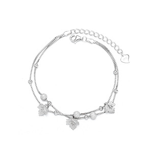 <strong>ACME</strong> 925 Sterling Silver Maple Leaf Bracelet Double Layer Simple Personality Design Advanced Jewelry Gift <strong>Female</strong> - Product Image 1