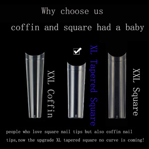 ปลายเล็บทรงสี่เหลี่ยมเรียว100% ไม่มี C Curve XL XXL - Product Image 3