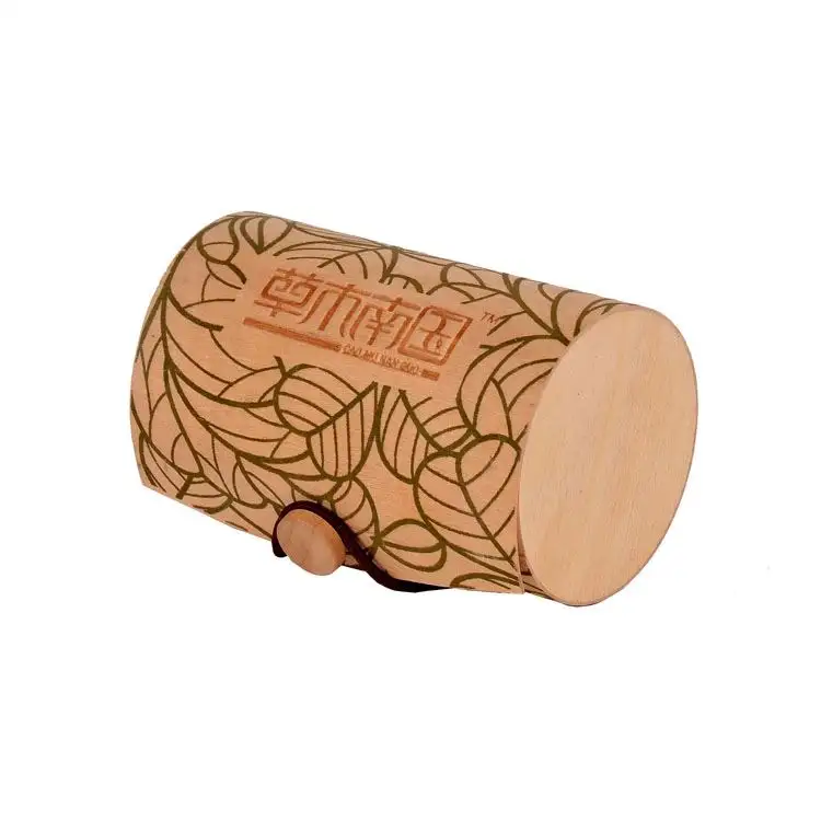 Cheap personalizado Tubo Birch Veneer Soft Bark Único Redondo De Madeira 1 Garrafa De Vinho Caixa De Embalagem