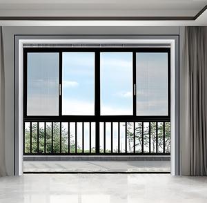 Moderne doppelt verglaste Aluminiums chiebe türen Wasserdicht schwarz hergestellt China-mit Lamellen vorhang Aluminium legierung