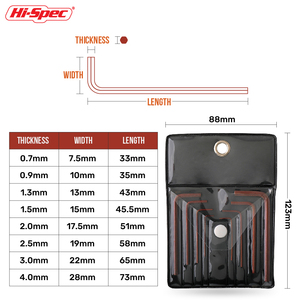 <strong>8pc</strong> Metric Mini <strong>Hex</strong> Allen <strong>Key</strong> Wrench Tool Set DIY 0.7-4mm Sizes S2 Steel Small L-Shape Long Arms Customizable Keychain Holder - Product Image 2