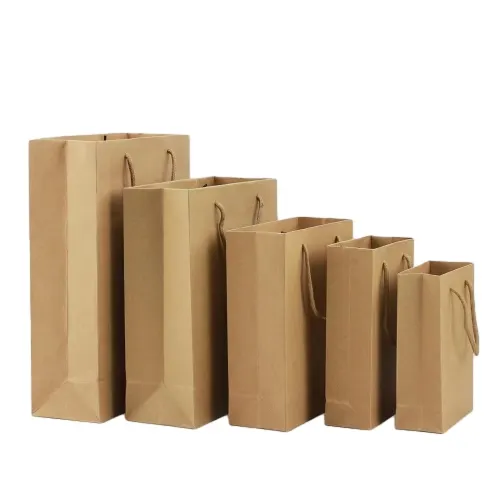 Высококачественные простые бумажные подарочные крафт-бумажные пакеты для покупок, одежда для вечеринок, подарочная упаковка, Многоразовые Пакеты