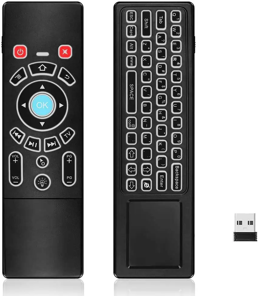 T6 Mini Wireless-Tastatur Air Remote Control Fly Mouse mit 7-Farben-Touchpad mit Hintergrund beleuchtung, 2,4 GHz für Android TV Box, HTPC, IPTV