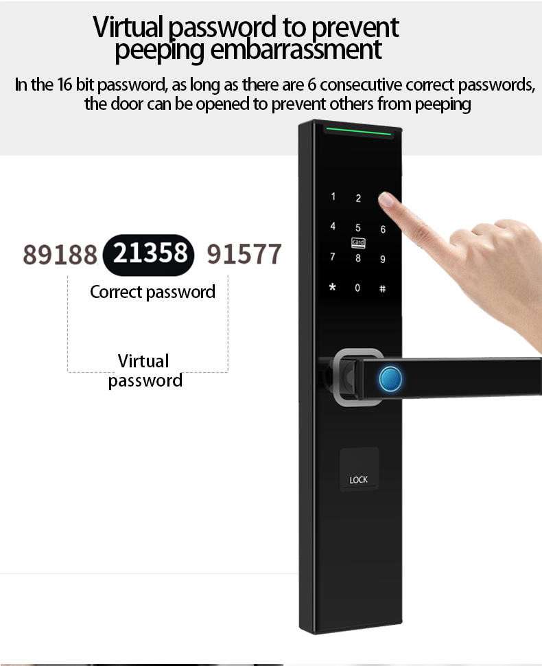 3D face recognition door lock smart finger print locks smart security door  touch screen lock