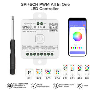 DC5V ~ 24โวลต์ SPI + 5CH PWM All In One Bule tooth WIFI ควบคุม LED สำหรับ12ประเภทแถบไฟ LED - Product Image 1