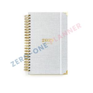 Özel baskı keten mermi bağlı altın spiral bobin ciltli defter mini taşınabilir kompakt günlük haftalık saatlik planlayıcısı dergisi - Product Image 1