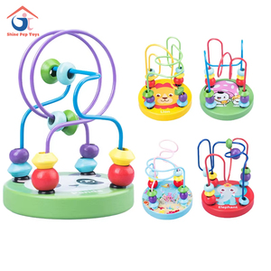 Mini cartone animato in legno con perline giocattolo per 1-3 anni di bambini di riconoscimento del colore puzzle di educazione precoce genitore-bambino - Product Image 1