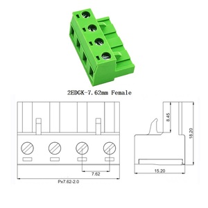 Bloque de terminales enchufable de paso de 7,62mm Bloque de terminales hembra Conector hembra Bloque de terminales de paso de 7,62mm - Product Image 3
