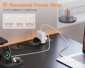 Moderna scrivania multifunzione per computer con porta di ricarica usb e presa di corrente da ufficio a casa con supporto per computer di grandi dimensioni - Product Image 6