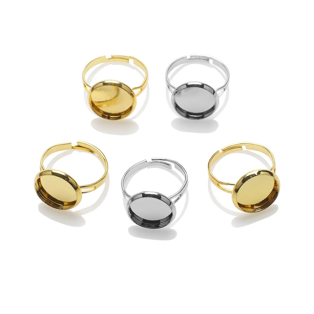 Zhubi 12MM rotondo strass Base vuota anelli in lega placcati oro perline allentate per gioielli che fanno accessori fai da te fatti a mano con ciondoli