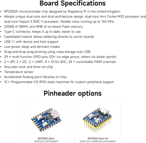 10PCS RP2350-Zero Mini-Entwicklungs platine, Raspberry Pi-Mikrocontroller-Entwicklungs platine