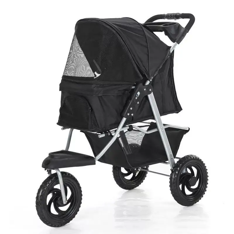 Bestseller-Produkte in Kinderwagen für Haustiere für Reisen im Freien Falten Abnehmbarer großer 3-Rad-Kinderwagen