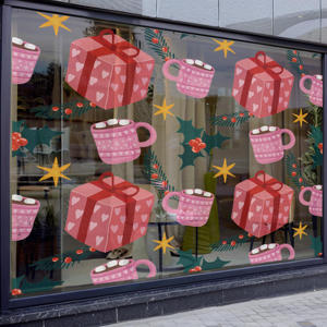 Tùy Chỉnh Trung Tâm Mua Sắm Kính Decals Năm Mới Giáng Sinh Hiển thị Cửa Sổ Sticker Vinyl Kỳ Nghỉ Rõ Ràng Frosted Bông Tuyết Nhà Trường Cửa Hàng - Product Image 4