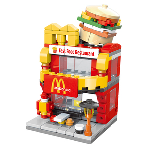 Premium 167PCS Cartoon Building Block <strong>House</strong> Sets Mini Fast Food Restaurant Diy Block Model 3D Assembled Building Blocks - Product Image 1