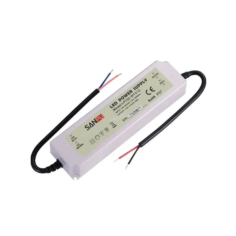 Led Driver 12v 24v AC ke DC 75W beralih pasokan plastik Ip67 luar ruangan tahan hujan tahan air ramping Strip light Power Supply