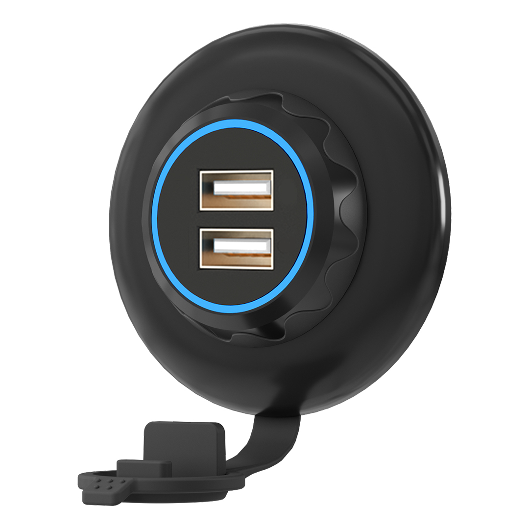 With rubber waterproof cover/IP65 2 USB-A (Total 3.1A)