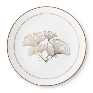 Ginkgo yaprağı tasarım sarı ve yeşil renk altın kakma desen sırlı çıkartma kağıdı ince çin porsoleni yemek takımı setleri - Product Image 2