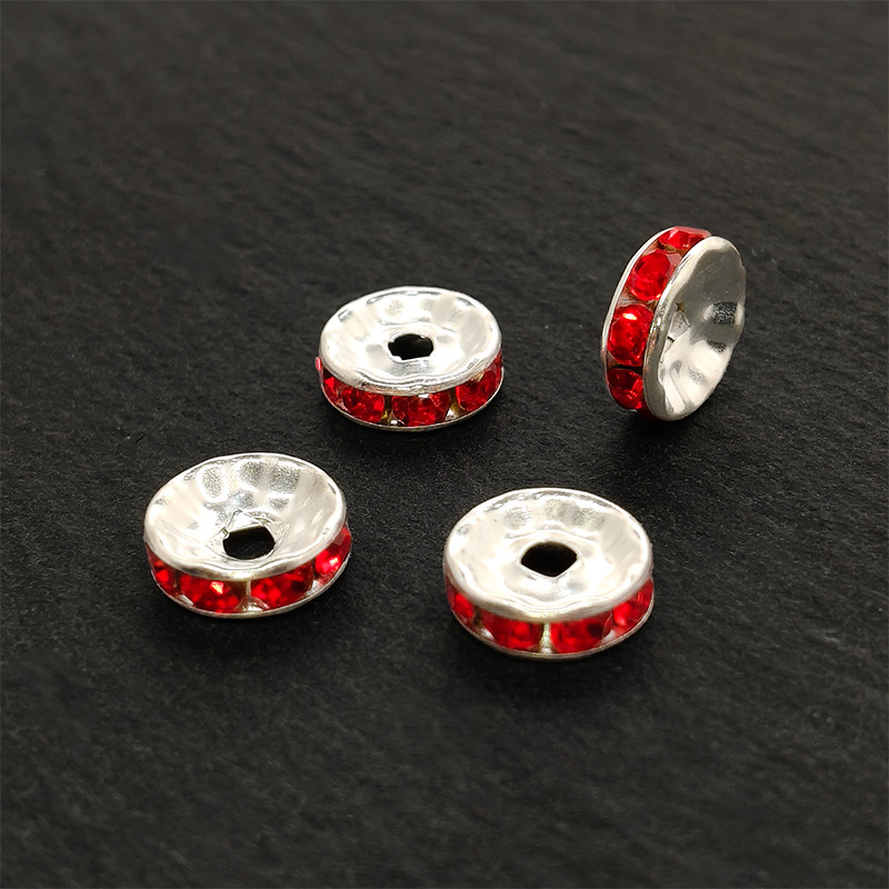 Silver-plated straight-edged red diamond