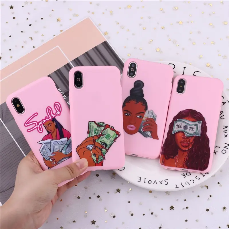 Leadingplus Cool black girl money phone case for apple iPhone 11 pro max,make money not friends for iPhone case