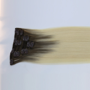 批发7纬纱套装Ombre金色经典Clipin真天然发夹女性接发 - Product Image 2