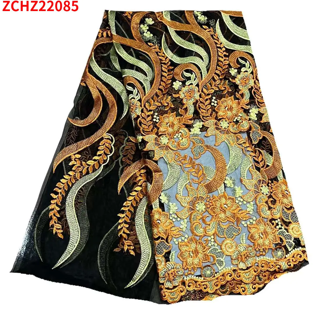 Kain renda manik-manik berat payet Afrika Ankara kain renda kualitas tinggi dengan gaun pernikahan mutiara