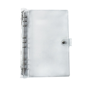 Custom A6 Premium a scacchi trasparente in PVC morbido 6 fori chiusura a bottone a scatto con coperchio ricaricabile per Notebook