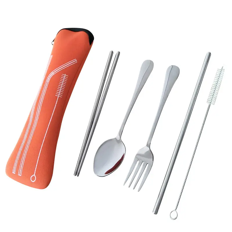 Stainless Steel Travel Camping Outdoor Cutlery Set with Carrying Case