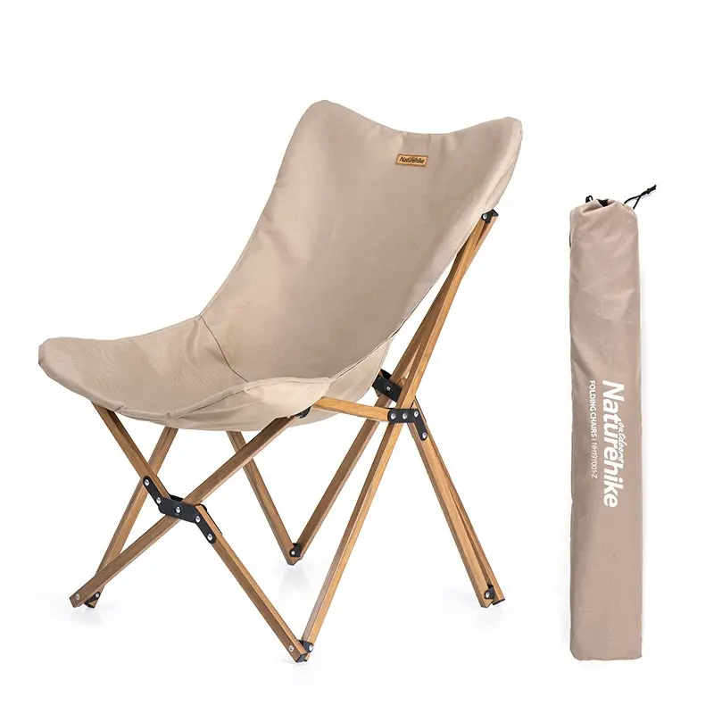 Naturehike MW01 outdoor furniture camping Wood grain aluminum butterfly chair folding moon chair