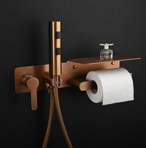 高級ローズゴールド壁掛けビデ真鍮トイレ隠しホット & コールドビデ噴霧器セットホテル用