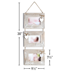 Spring Wooden <strong>3</strong> <strong>Photo</strong> Triple Hanging Multi Picture <strong>Photo</strong> Frame - Product Image 3