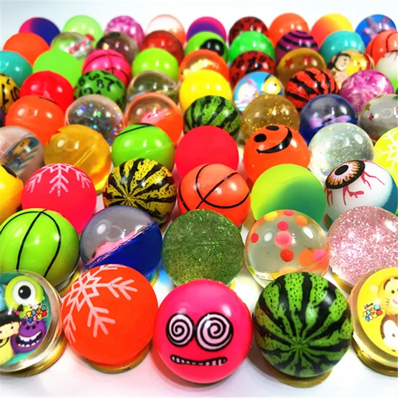 Bolas saltitantes de borracha a granel para crianças, brinquedo colorido de 27mm, bolas de goma saltitantes saltitantes