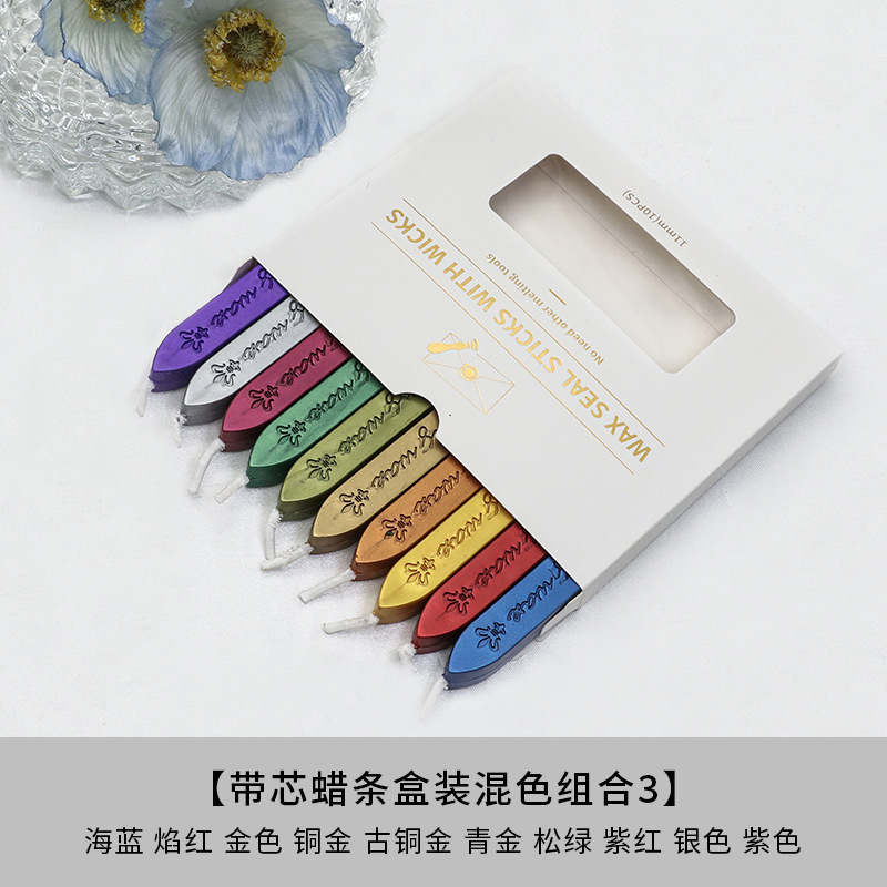 letter pattern wax strips with core-boxed mixed-color set of 3