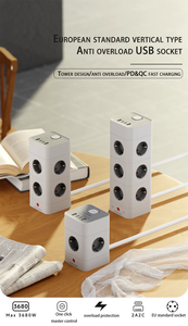 高品质欧盟插座电扩展插座塔式电源板带带<span class=keywords><strong>USB</strong></span>快速充电器电涌保护器电源板