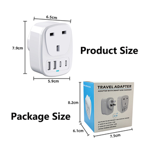 UK901 Worldwide Travel Adapter 20W PD急速充電アダプタートラベル変換プラグソケットマルチポートUSBアダプターUK EU US AU用 - Product Image 5