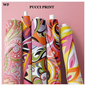 Wf ODM & OEM A4 mẫu miễn phí hình học tùy chỉnh Pucci thiết kế in polyester satin vải lụa - Product Image 2