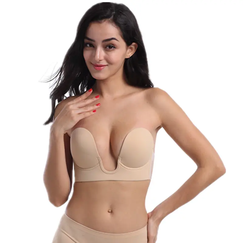 A Whole Piece Of Bra Deep U Shape Sewing Womens Underwear Silicone Invisible Bra For Women Dress