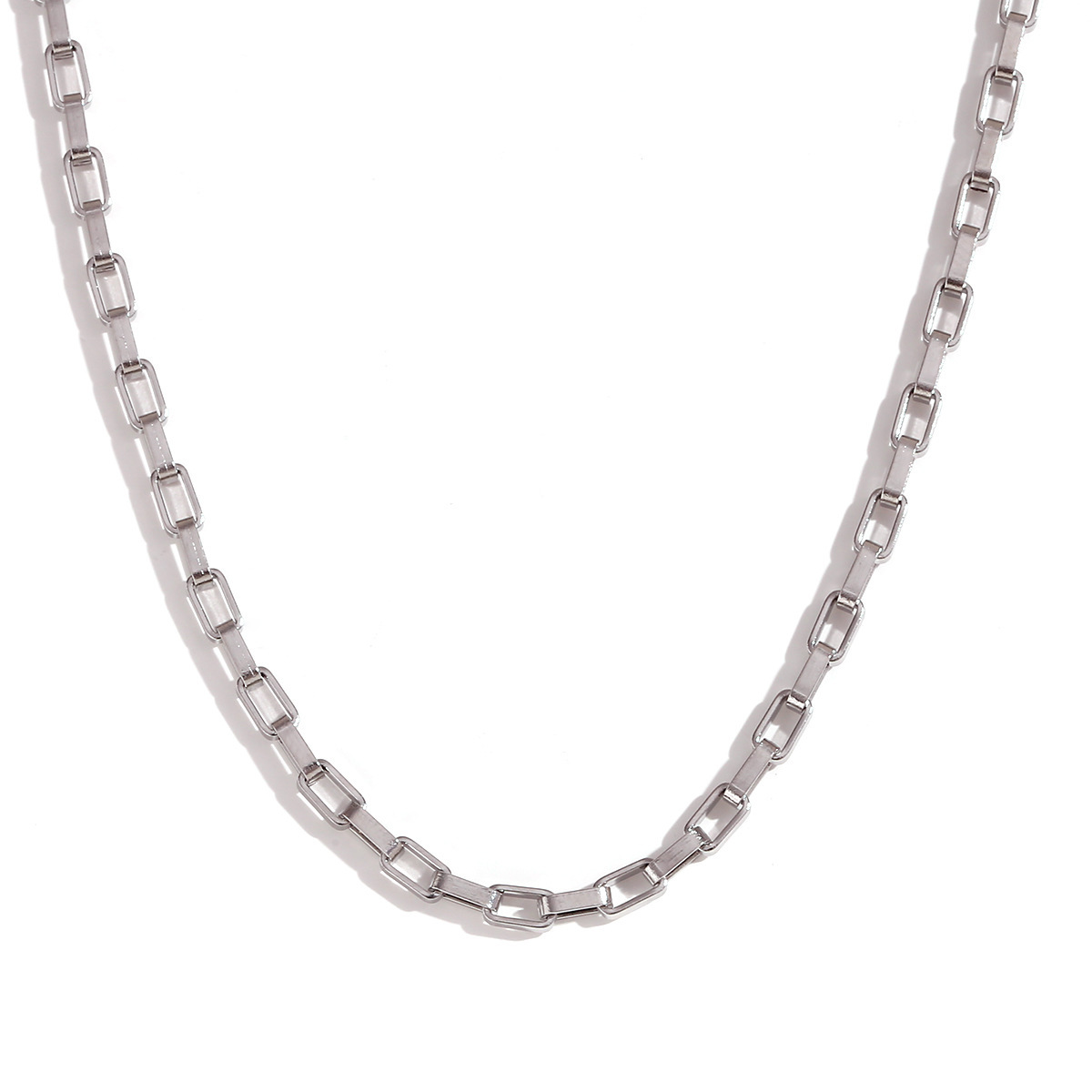 3mm long box chain-Silver-80cm+10cm