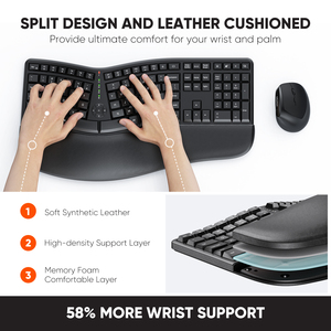 Meetion MT-DirectorC Wiederauf lad bares kabelloses ergonomisches Tastatur-und Maus-Kombination sset in voller Größe mit vier speziellen Funktions tasten - Product Image 2