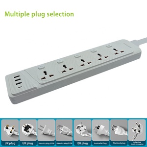 Toma de corriente universal multiinterruptor con protección contra sobrecarga, salidas de 5 vías con USB A y USB C, tira de alimentación móvil portátil