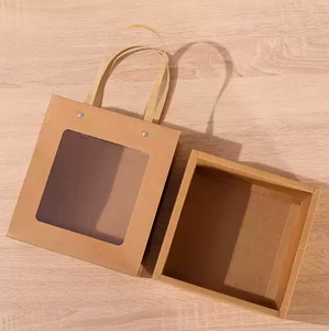 ชุดถุงและกล่องของขวัญกล่องกระดาษคราฟท์พร้อมช่องโชว์ - Product Image 4
