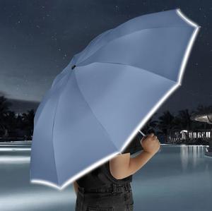 190T PG商务礼品3折反光发光二极管灯柄自动雨伞带标志印刷 - Product Image 6