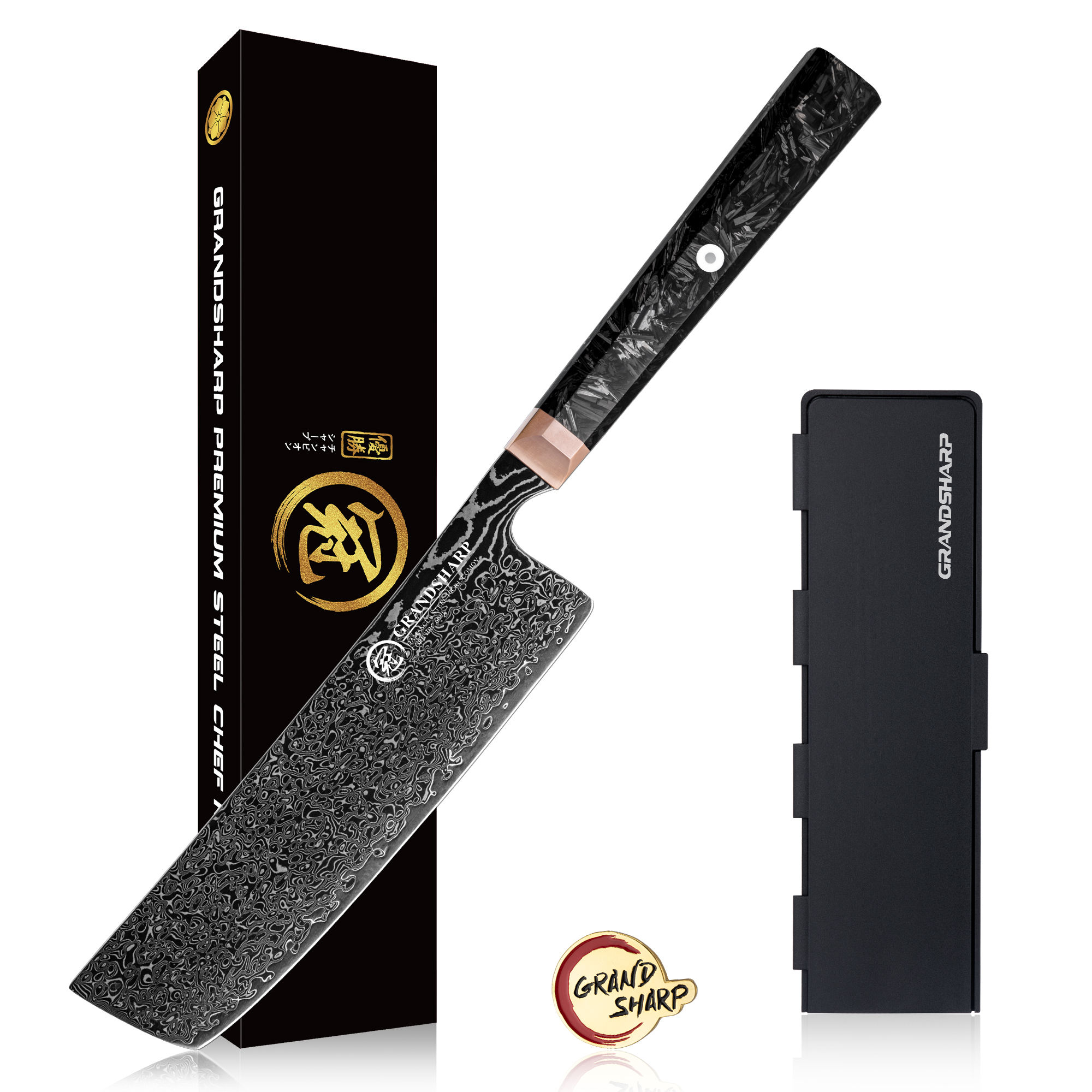 Cuchillo Nakiri negro de 7'' con caja de regalo