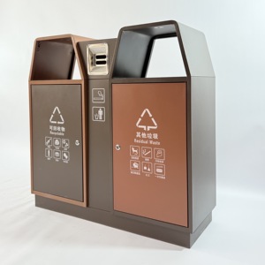 מפעל מכירת מפעל נירוסטה פח אשפה 60l חיצוני compartmentalized עבור מיחזור רחוב סיווג פסולת